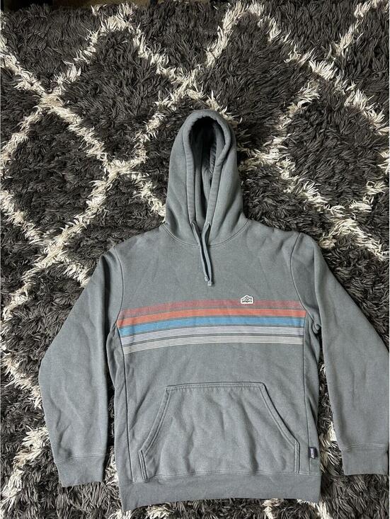 Patagonia Other - Patagonia Upisral Hoodie Mens Medium Gray Stripe Logo Pullover Sweatshirt